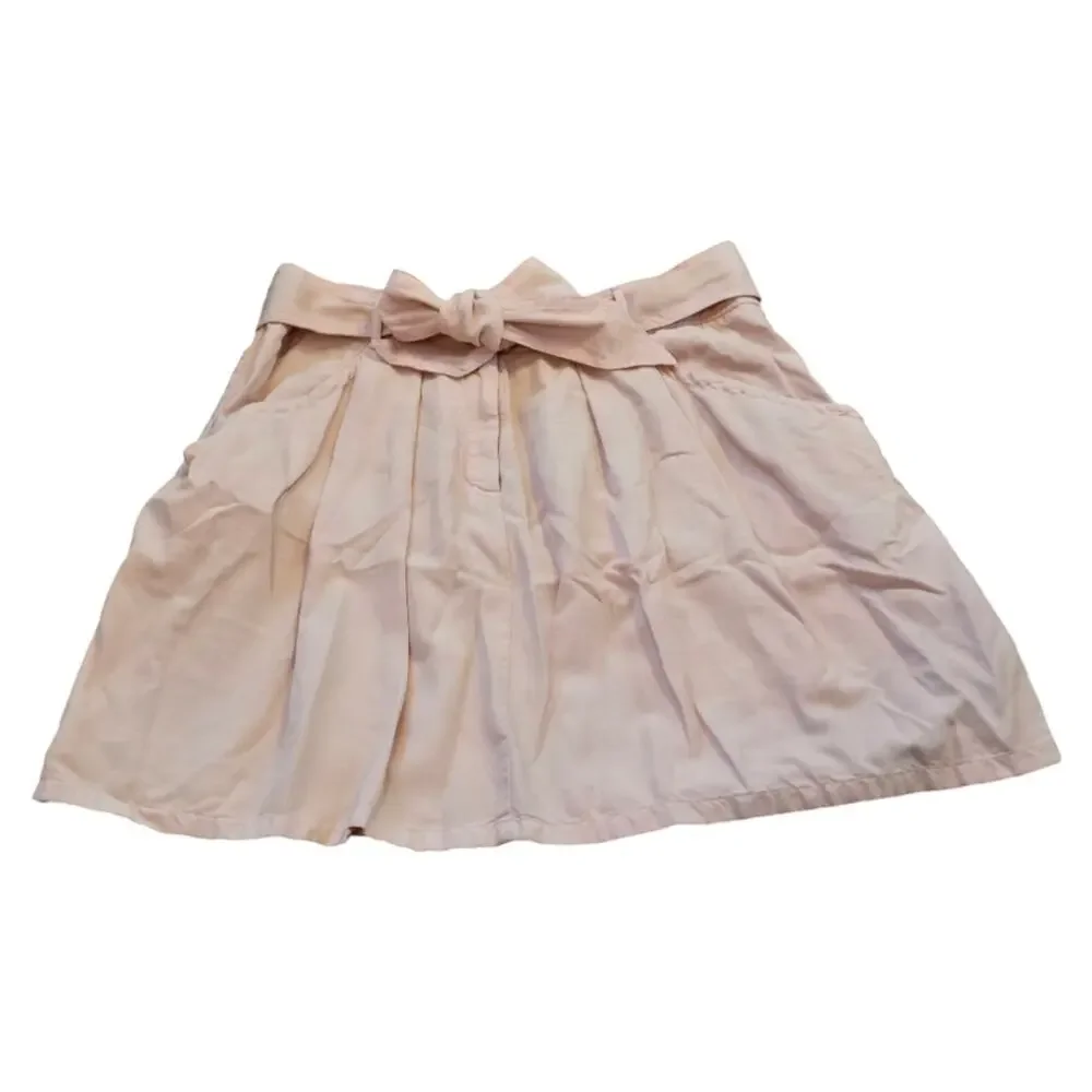 Rebecca Taylor pale Pink Silk Blend Super Soft Belted Pleated Skirt Size 8‎